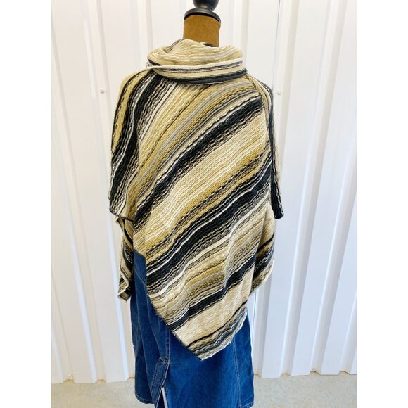 Y2K Festival Bohemian Western Cottage Stripe 70s Poncho Shawl Retro Cape - Picture 3 of 13
